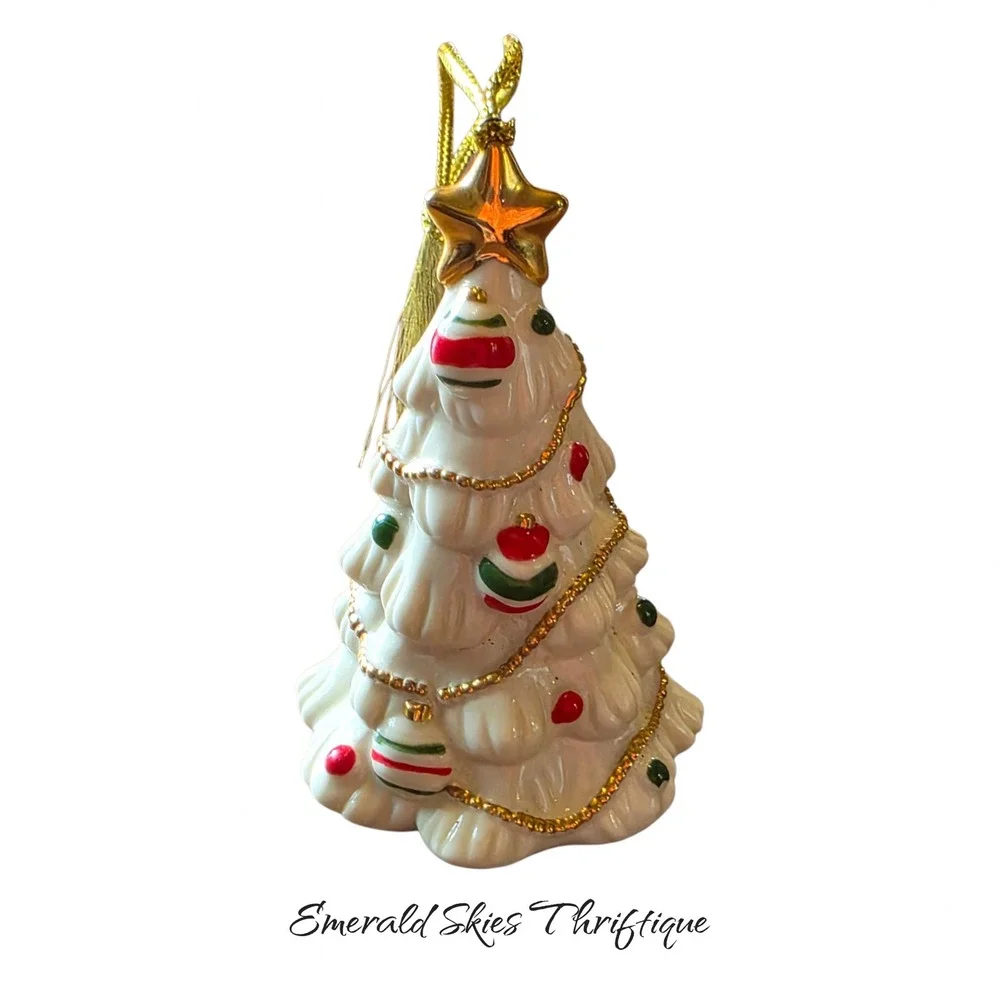 Lenox Very Merry Christmas Porcelain White Gold Tree Ornament - No Box free ship